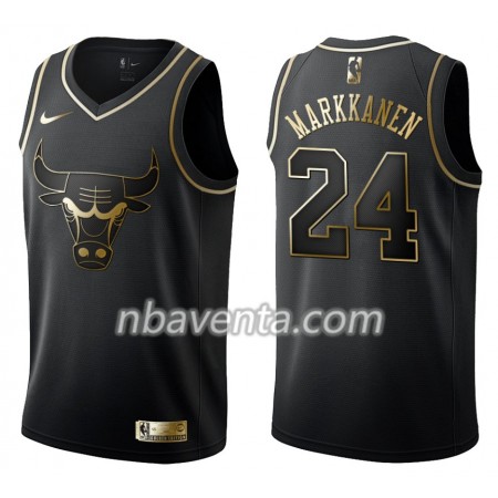 Camiseta Hombre Chicago Bulls Lauri Markkanen 24 Nike Negro Golden Edition Swingman